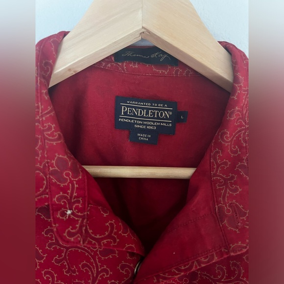 Pendleton Thomas K Western Snap Button Up Shirt Red Size Large - Picture 2 of 4
